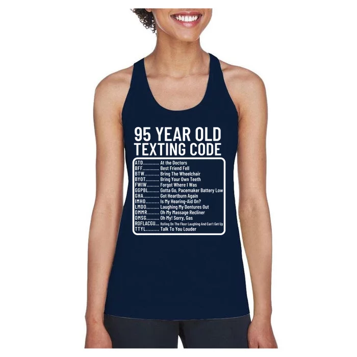 Funny 95 Year Old Texting Code Birthday Women's Racerback Tank