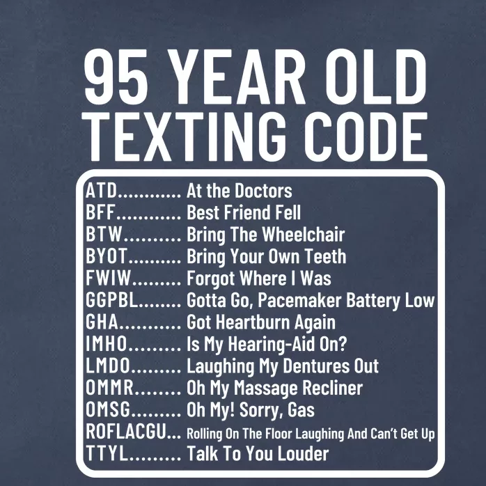 Funny 95 Year Old Texting Code Birthday Zip Tote Bag