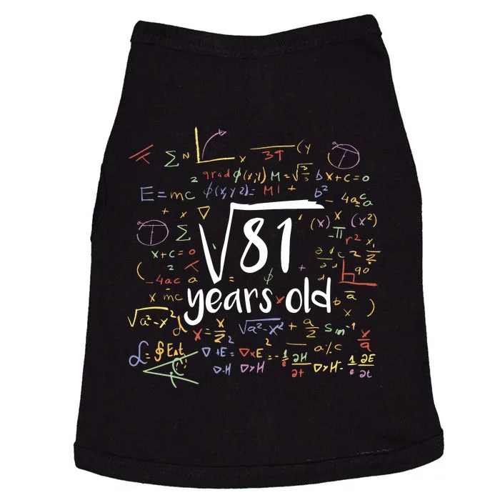 Funny 9 Year Old Birthday Square Root Of 81 Math Doggie Tank