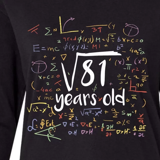 Funny 9 Year Old Birthday Square Root Of 81 Math Womens Cotton Relaxed Long Sleeve T-Shirt