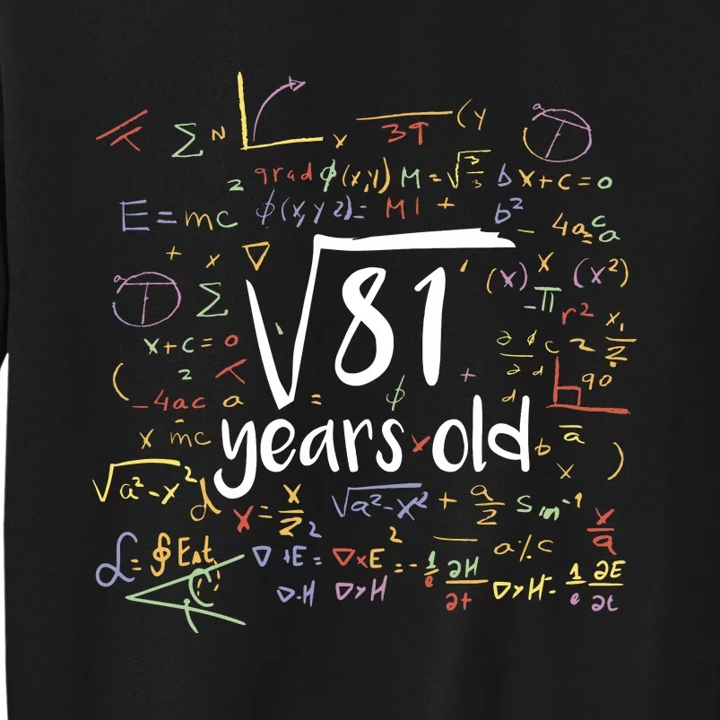 Funny 9 Year Old Birthday Square Root Of 81 Math Sweatshirt