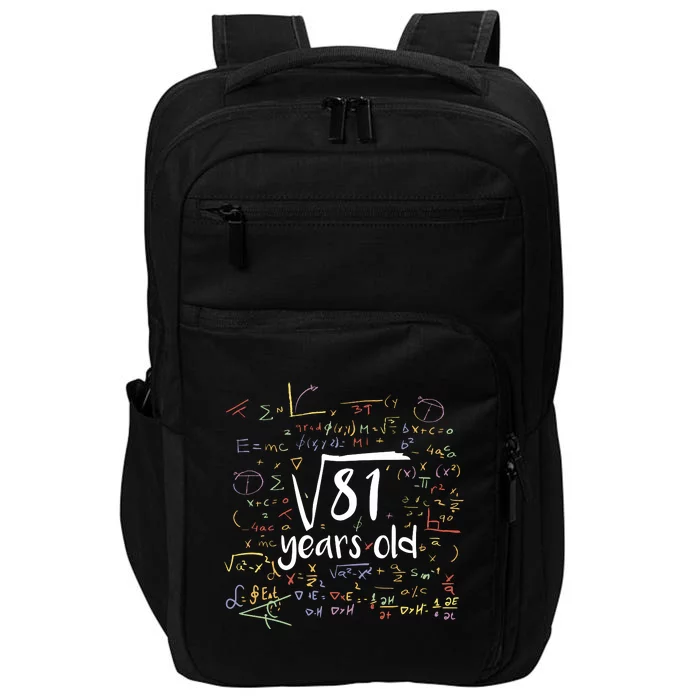 Funny 9 Year Old Birthday Square Root Of 81 Math Impact Tech Backpack