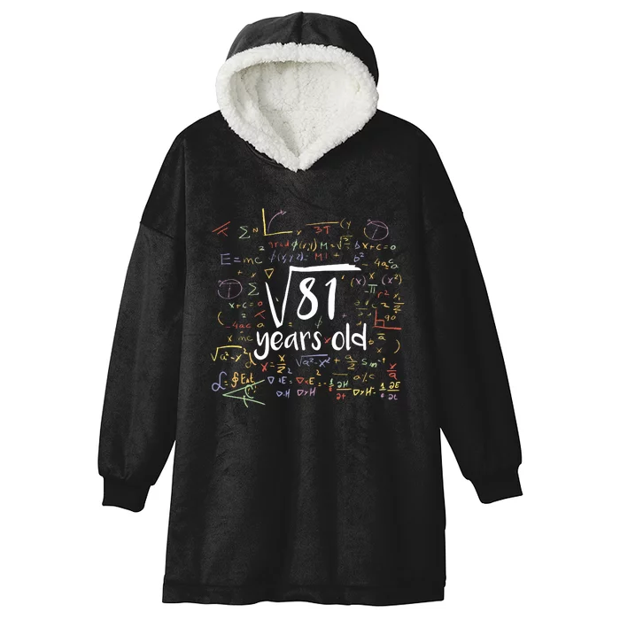 Funny 9 Year Old Birthday Square Root Of 81 Math Hooded Wearable Blanket