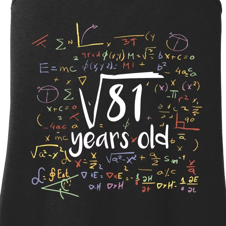 Funny 9 Year Old Birthday Square Root Of 81 Math Ladies Essential Tank