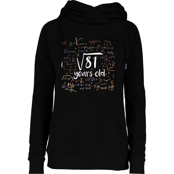 Funny 9 Year Old Birthday Square Root Of 81 Math Womens Funnel Neck Pullover Hood