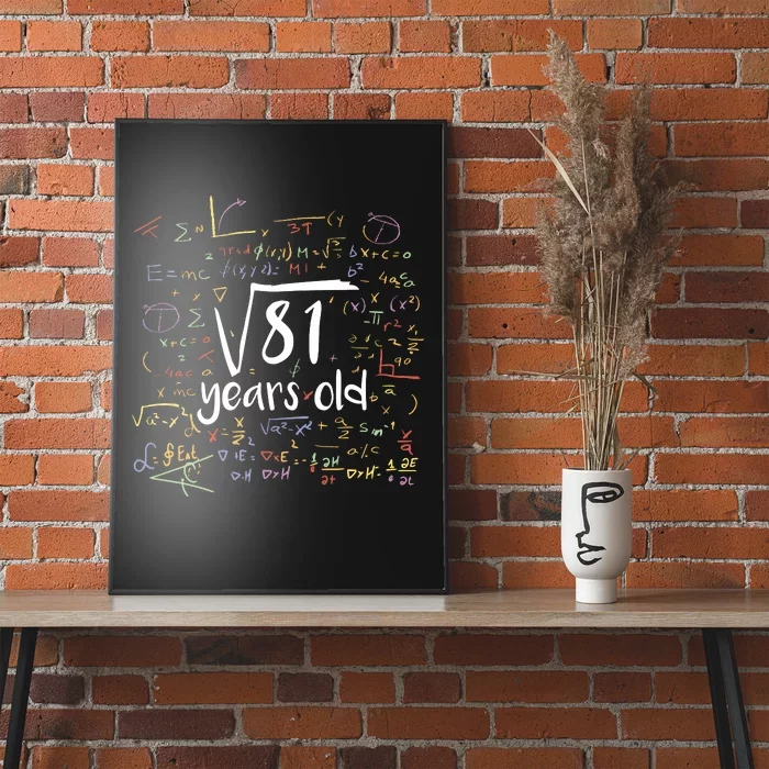 Funny 9 Year Old Birthday Square Root Of 81 Math Poster