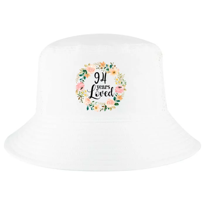 Floral 94 Years Loved 94th Birthday Gift For Grandma Cool Comfort Performance Bucket Hat