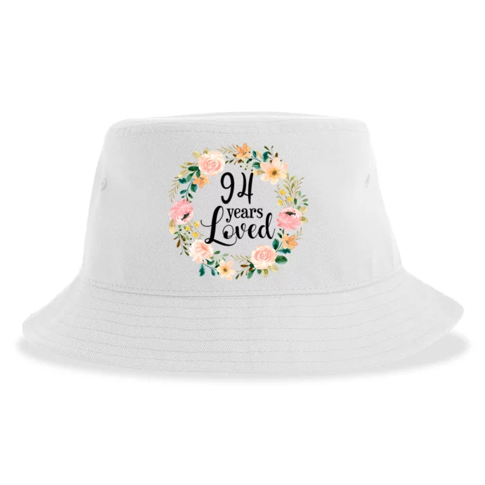 Floral 94 Years Loved 94th Birthday Gift For Grandma Sustainable Bucket Hat