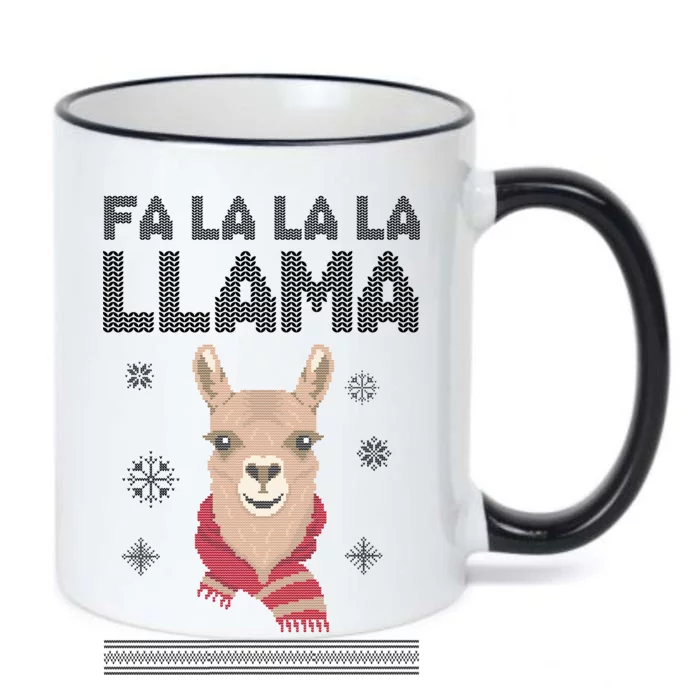 Fa La La La Llama Ugly Christmas Sweater Black Color Changing Mug