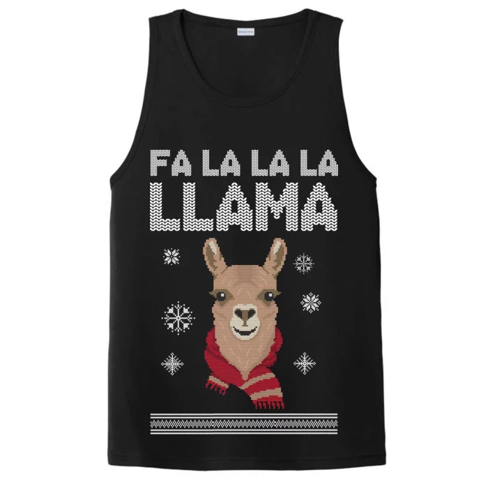 Fa La La La Llama Ugly Christmas Sweater Performance Tank