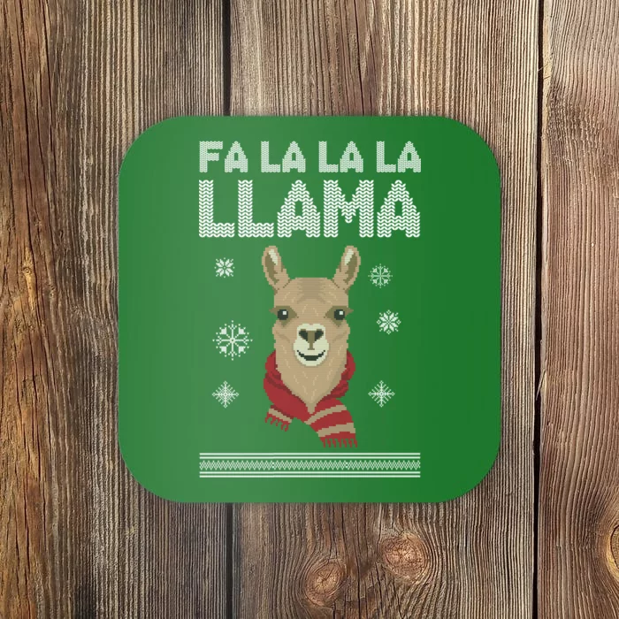 Fa La La La Llama Ugly Christmas Sweater Coaster