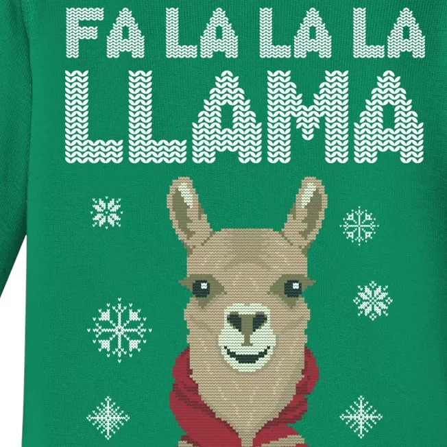 Fa La La La Llama Ugly Christmas Sweater Baby Long Sleeve Bodysuit