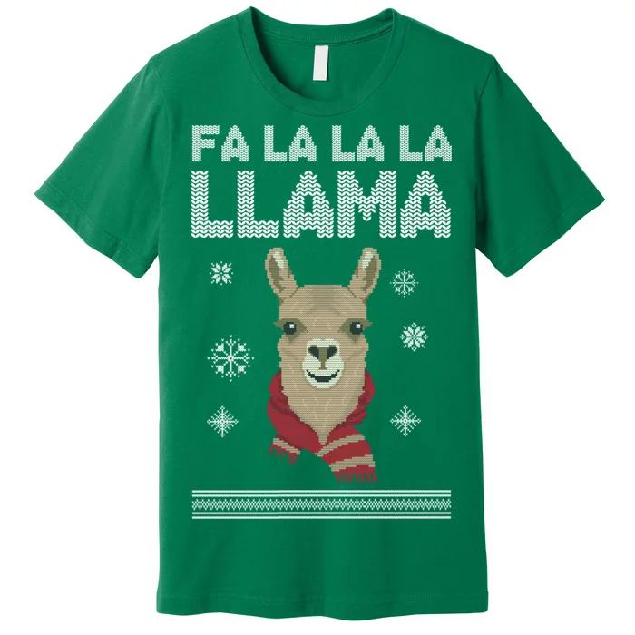 Fa La La La Llama Ugly Christmas Sweater Premium T-Shirt