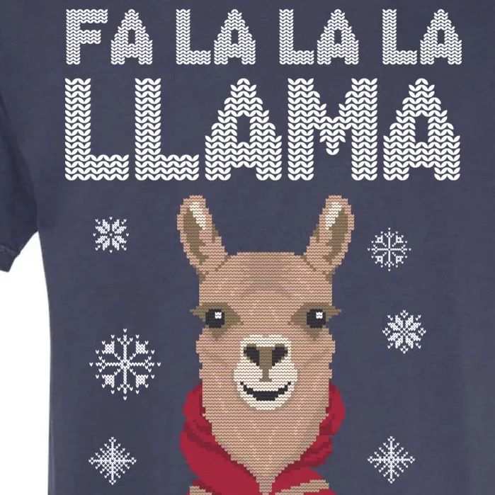 Fa La La La Llama Ugly Christmas Sweater Garment-Dyed Heavyweight T-Shirt