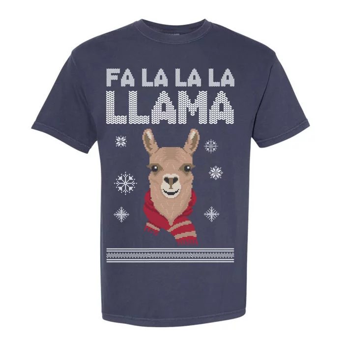 Fa La La La Llama Ugly Christmas Sweater Garment-Dyed Heavyweight T-Shirt