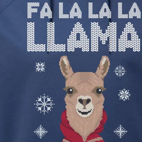 Fa La La La Llama Ugly Christmas Sweater Performance Fleece Hoodie