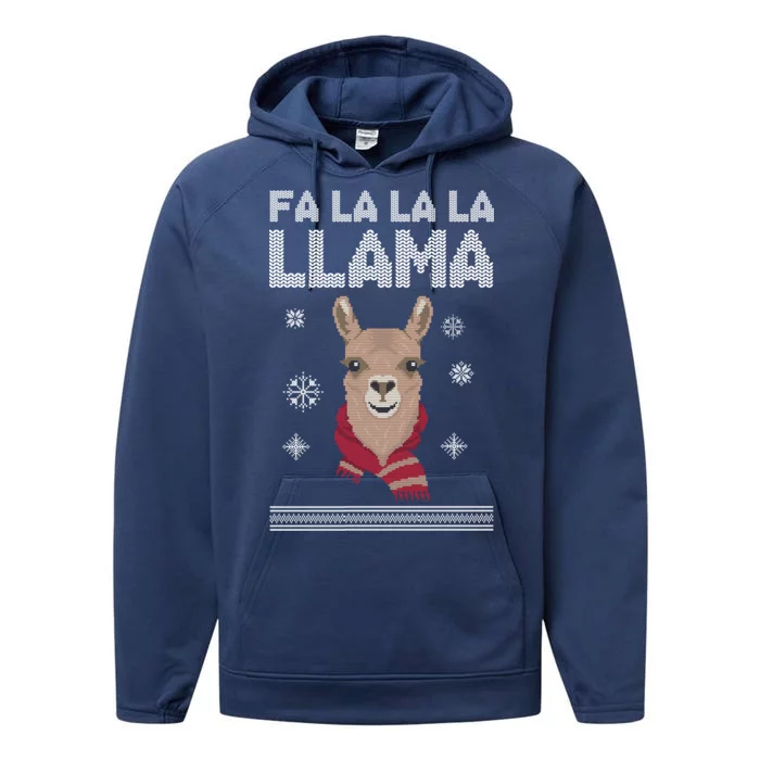 Fa La La La Llama Ugly Christmas Sweater Performance Fleece Hoodie