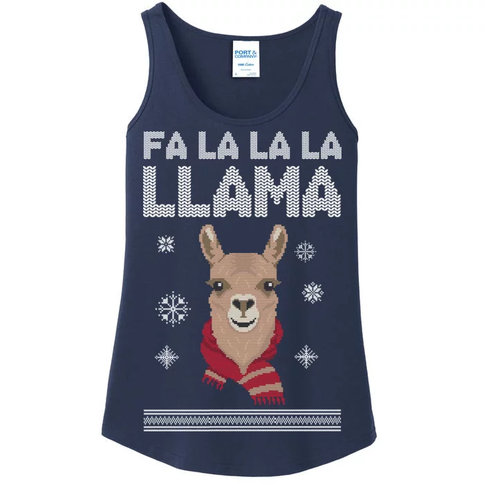 Fa La La La Llama Ugly Christmas Sweater Ladies Essential Tank