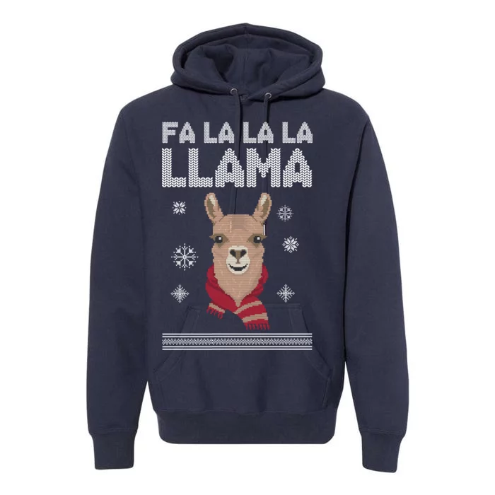 Fa La La La Llama Ugly Christmas Sweater Premium Hoodie