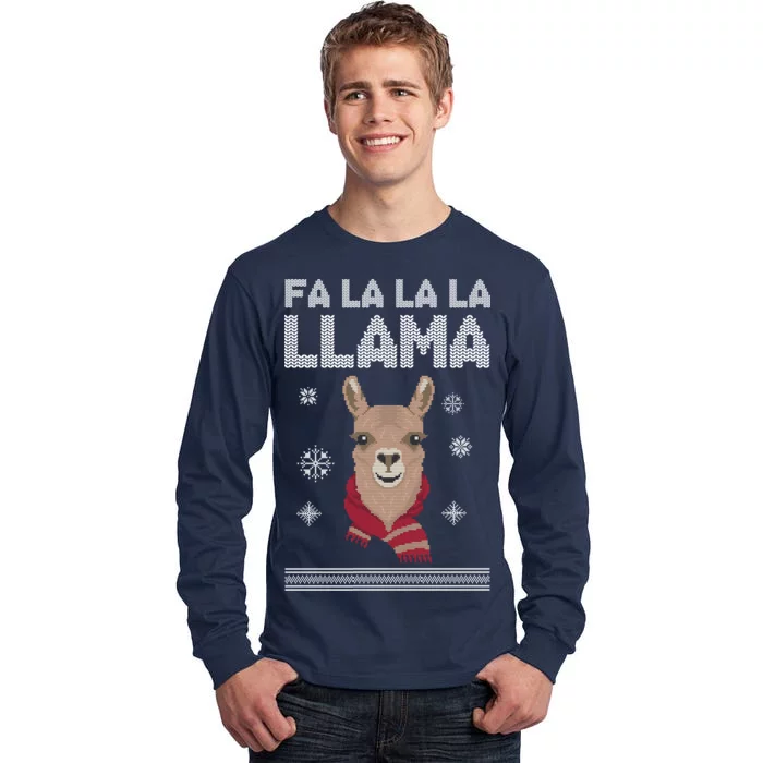 Fa La La La Llama Ugly Christmas Sweater Tall Long Sleeve T-Shirt