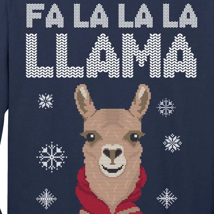 Fa La La La Llama Ugly Christmas Sweater Tall Long Sleeve T-Shirt