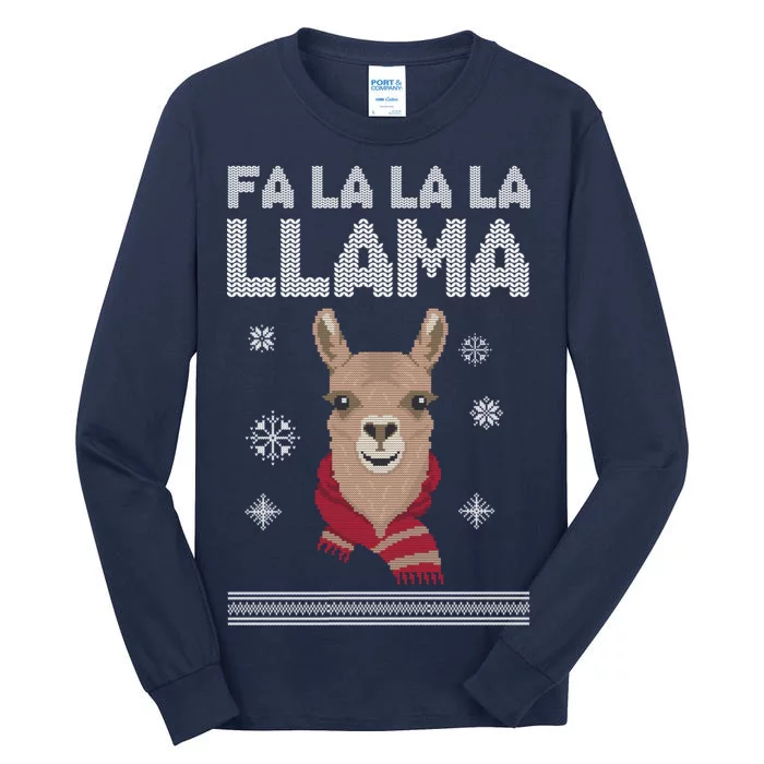 Fa La La La Llama Ugly Christmas Sweater Tall Long Sleeve T-Shirt