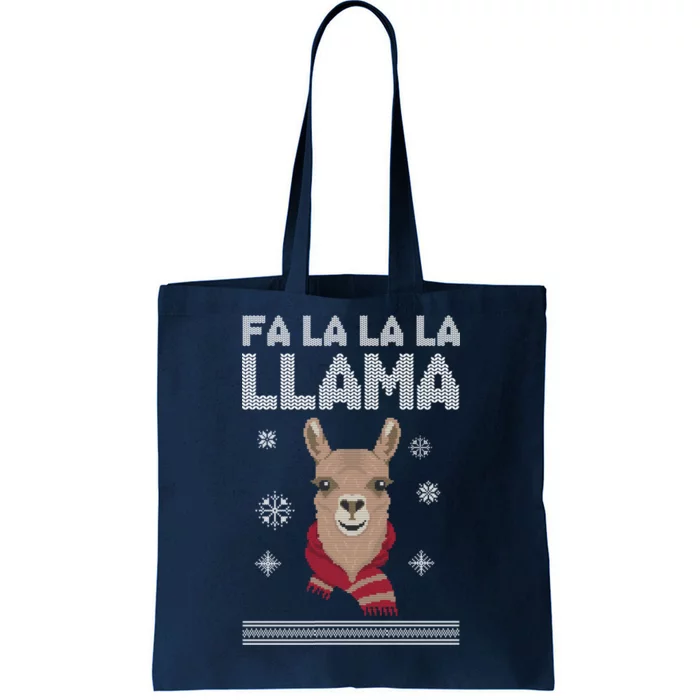 Fa La La La Llama Ugly Christmas Sweater Tote Bag