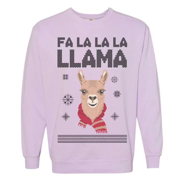 Fa La La La Llama Ugly Christmas Sweater Garment-Dyed Sweatshirt