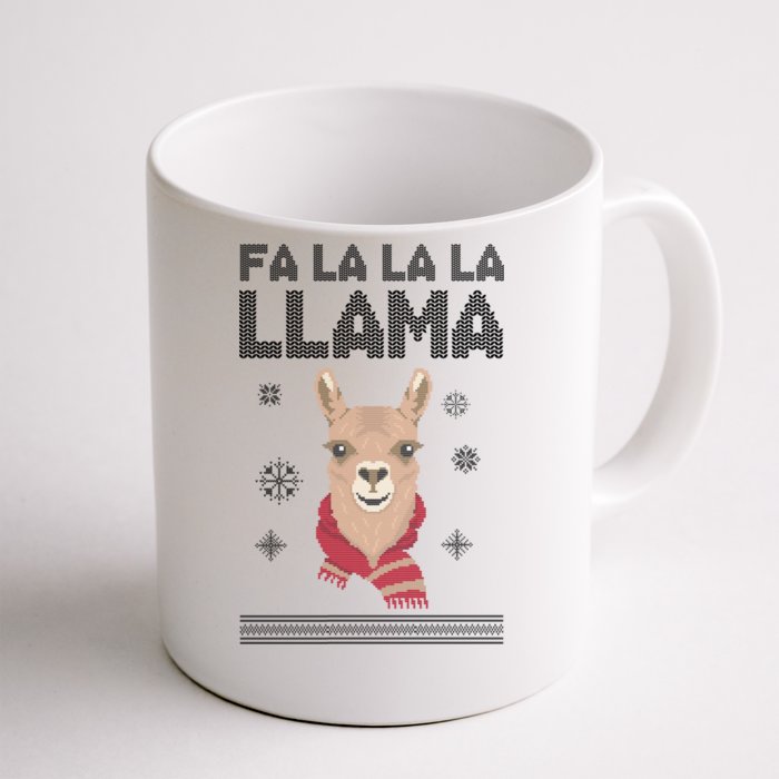 Fa La La La Llama Ugly Christmas Sweater Front & Back Coffee Mug