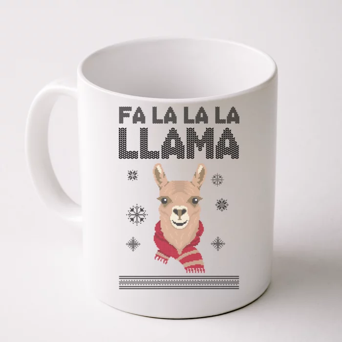 Fa La La La Llama Ugly Christmas Sweater Front & Back Coffee Mug