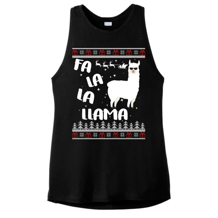 Fa La La Llama Ugly Christmas Ladies Tri-Blend Wicking Tank