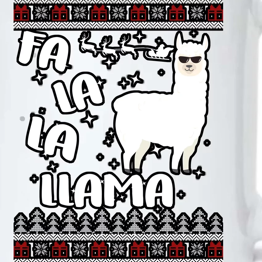 Fa La La Llama Ugly Christmas Black Color Changing Mug