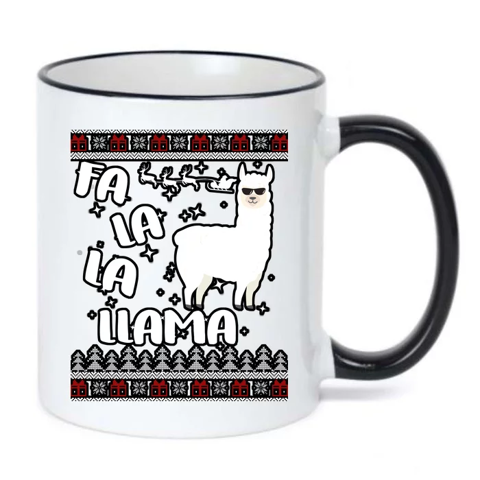 Fa La La Llama Ugly Christmas Black Color Changing Mug