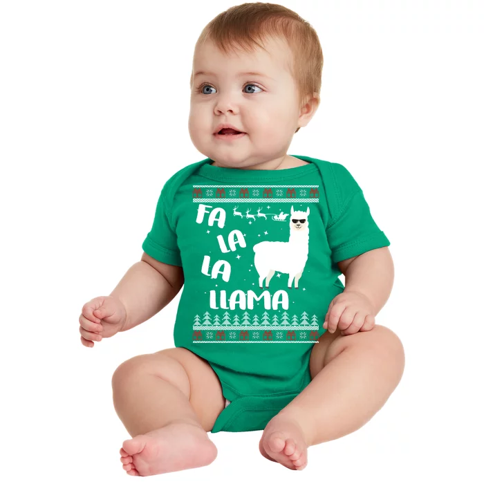 Fa La La Llama Ugly Christmas Baby Bodysuit