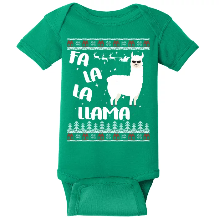 Fa La La Llama Ugly Christmas Baby Bodysuit