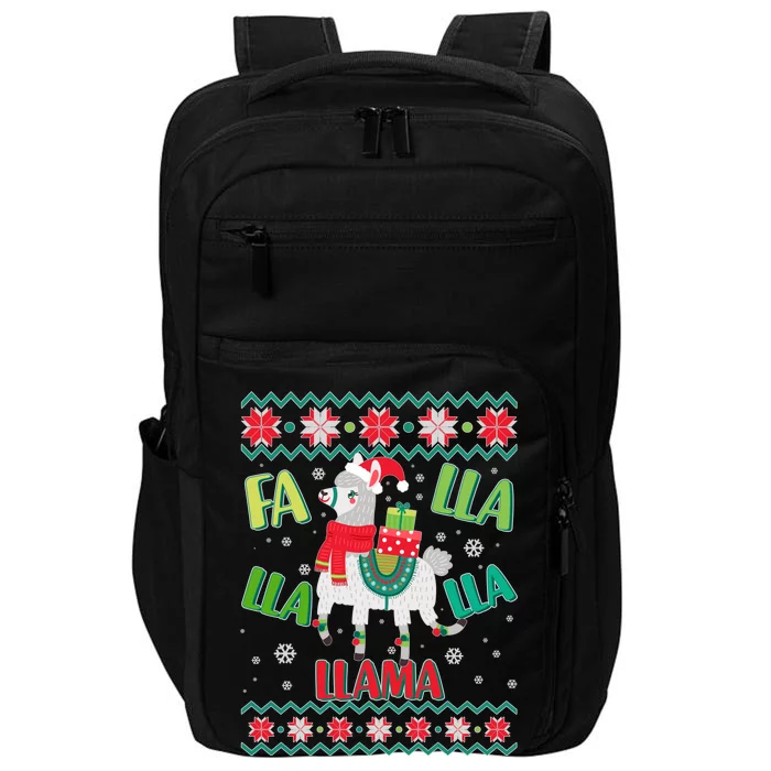 Fa Lla Lla Lla Llama Ugly Christmas Sweater Impact Tech Backpack