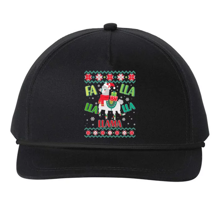 Fa Lla Lla Lla Llama Ugly Christmas Sweater Snapback Five-Panel Rope Hat