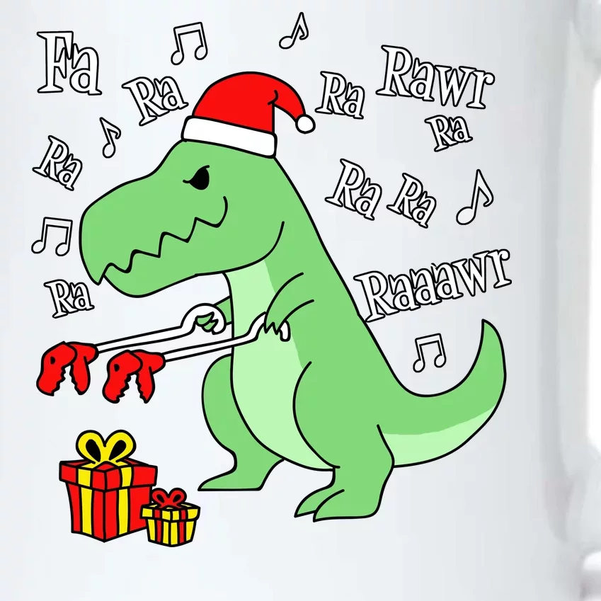 Fa Ra Ra Rawr Christmas T-Rex Presents Black Color Changing Mug