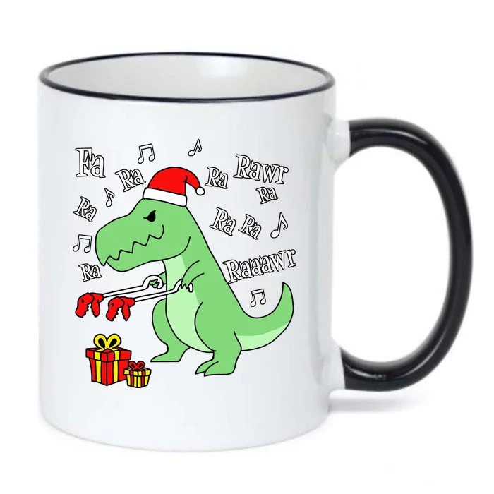 Fa Ra Ra Rawr Christmas T-Rex Presents Black Color Changing Mug