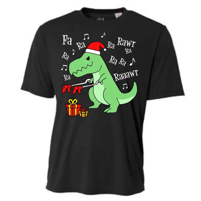 Fa Ra Ra Rawr Christmas T-Rex Presents Cooling Performance Crew T-Shirt