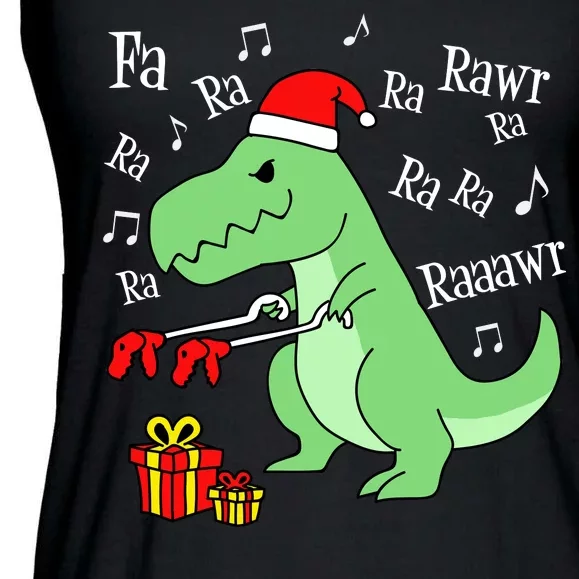 Fa Ra Ra Rawr Christmas T-Rex Presents Ladies Essential Flowy Tank