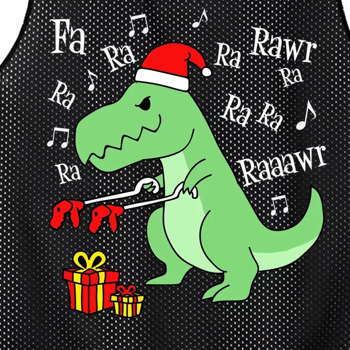 Fa Ra Ra Rawr Christmas T-Rex Presents Mesh Reversible Basketball Jersey Tank