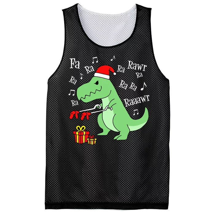 Fa Ra Ra Rawr Christmas T-Rex Presents Mesh Reversible Basketball Jersey Tank