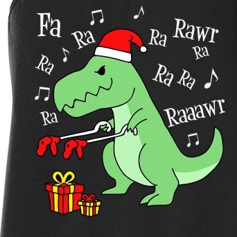 Fa Ra Ra Rawr Christmas T-Rex Presents Women's Racerback Tank