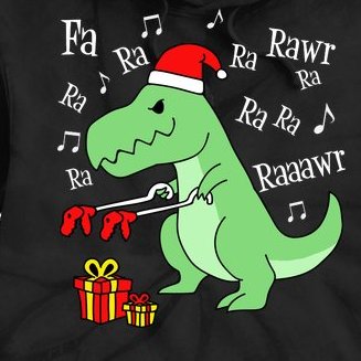 Fa Ra Ra Rawr Christmas T-Rex Presents Tie Dye Hoodie