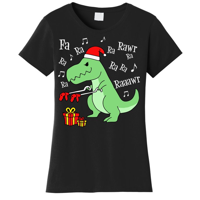 Fa Ra Ra Rawr Christmas T-Rex Presents Women's T-Shirt