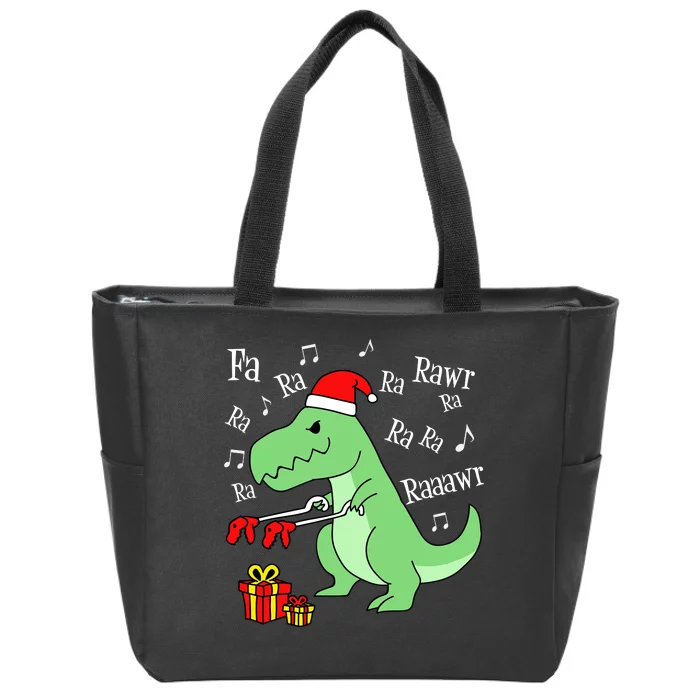 Fa Ra Ra Rawr Christmas T-Rex Presents Zip Tote Bag