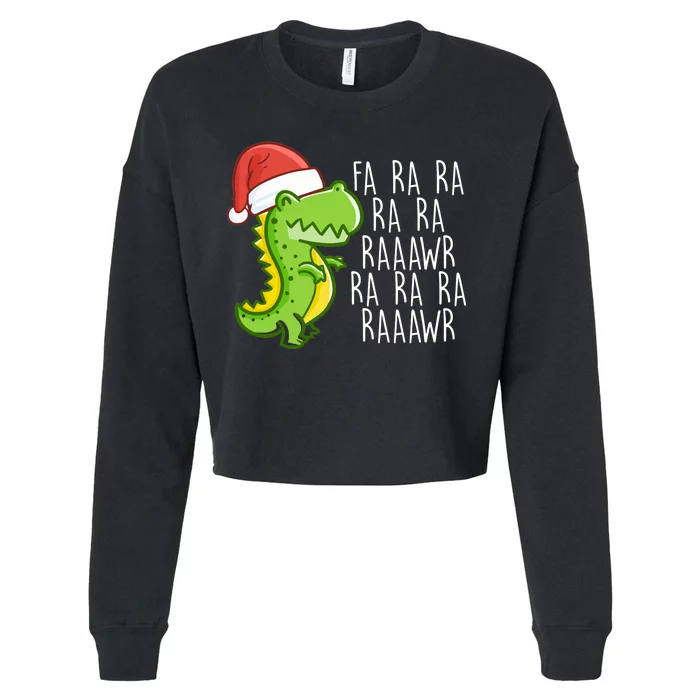 Fa Ra Ra Rawr Dinosaur Christmas Cropped Pullover Crew