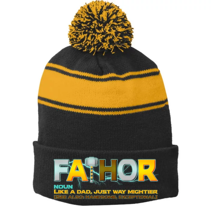 Fa-Thor Mighty Dad Lightning Stripe Pom Pom Beanie