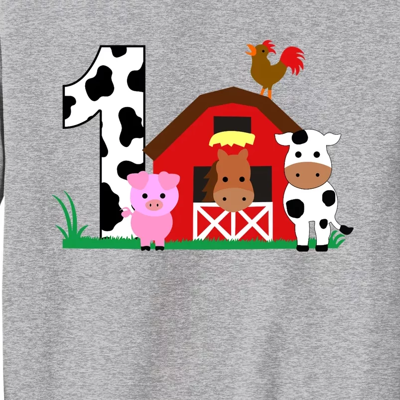 Farm Animals 1st Birthday 1 Year Old Birthday Party Tall Sweatshirt